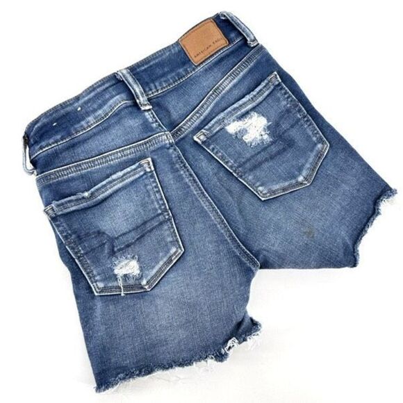 American Eagle Hi Rise Shortie Shorts Cut off Jean Shorts size 0 stretch - Picture 2 of 7